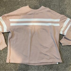 Nuuds Varsity Crew Sweatshirt / Pink and White Strip